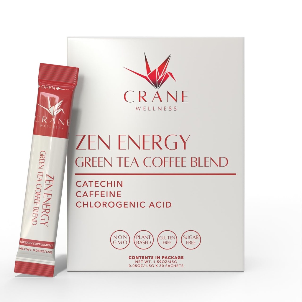 ZEN ENERGY GREEN TEA E COFFEE BLEND - Made in Japan, Non-Gmo | 30 singoli sacchetti | Caldo o ghiacciato
