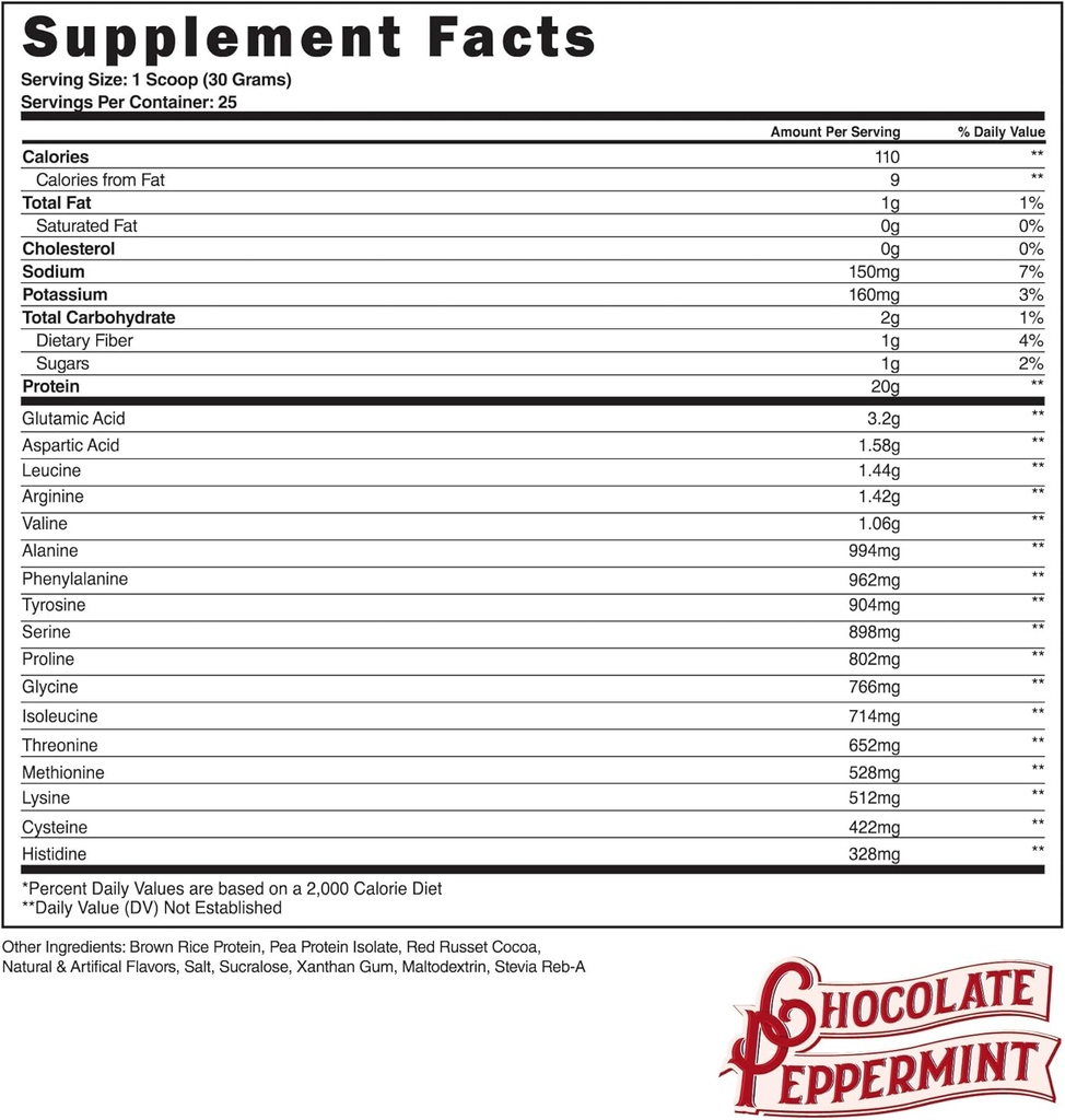 Integratori d'acciaio Veg-PRO | Vegan Protein Powder, Chocolate Peppermint | 25 Servings (1.65lbs) | Protein Powder with BCAA Amino Acid | Gluten Free | Non Dairy | Low Carb Formula