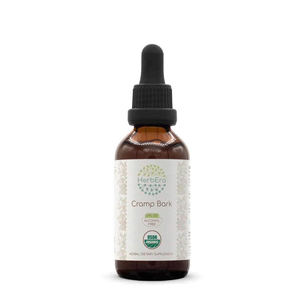 Barre de crampe B60 Teinture d'extrait d'herbe sans alcool, gouttes concentrées de liquide naturel Barre de crampe biologique USDA (Viburnum Opulus) Barre séchée (2 fl oz)
