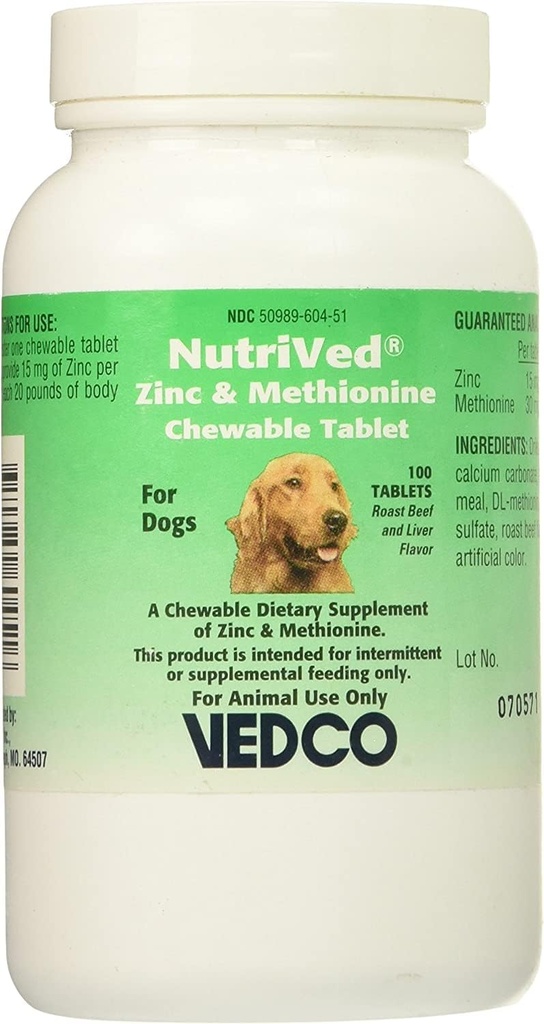 NutriVed Zinc & Methionine Chewable Tablets for Dogs (100 count)