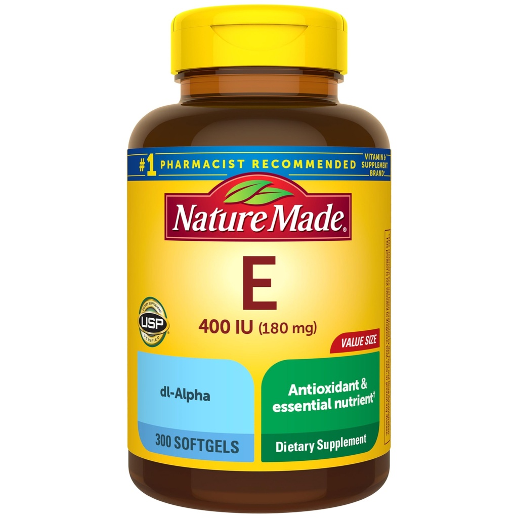 Nature faite vitamine E 180 mg (400 UI) dl-Alpha, complément alimentaire pour le soutien antioxydant, 300 softgels, 300 jours d'approvisionnement