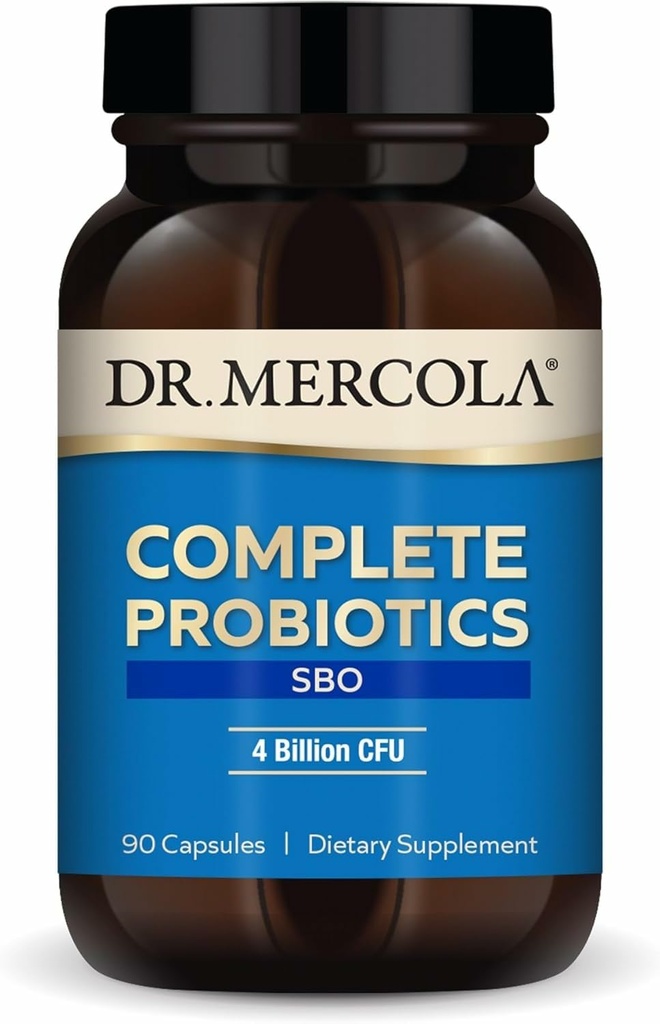 Dr. Mercola Probiotici completi SBO - 4 miliardi di CFU - per la salute del fegato - Supporta la funzione immunitaria sana - Non OGM, Gluten-Free & Soy-Free - 90 capsule (90 Serve)