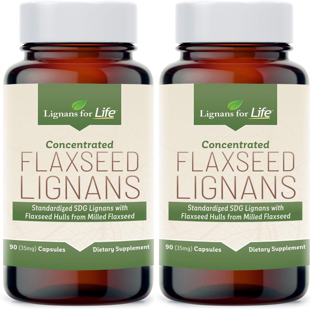 Lignans for Life Flaxseed Lignans for Dogs + SDG - Omega 3 acidi grassi, Antiossidanti ad alta fibra aiuta a migliorare il cappotto lucido, Digestivo & Heart Health Lignans, 35mg, 90 capsule di lino, 2 Pack