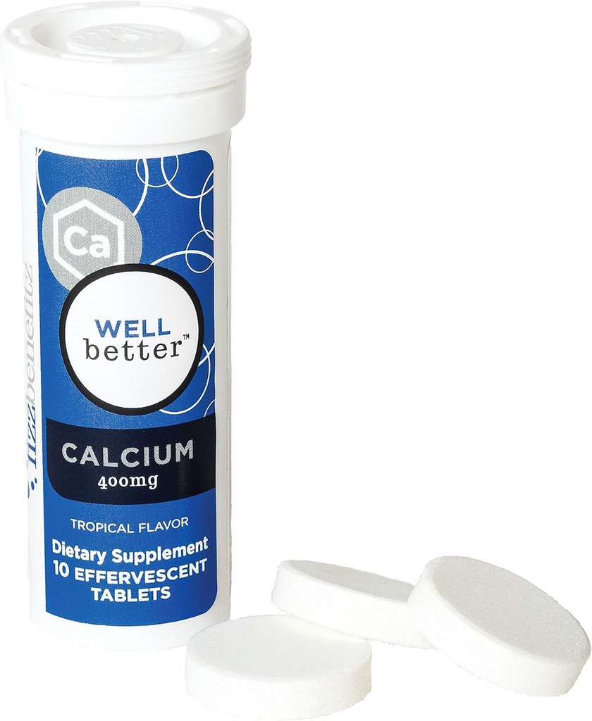 Kalziumkarbonat Auflösbare Ergänzung mit tropischem Geschmack - 400mg Tabletten als Pulver in Wasser freisetzen - Perfekt für Menschen kämpfen mit Pillen-Schwimmung (3 Röhren)