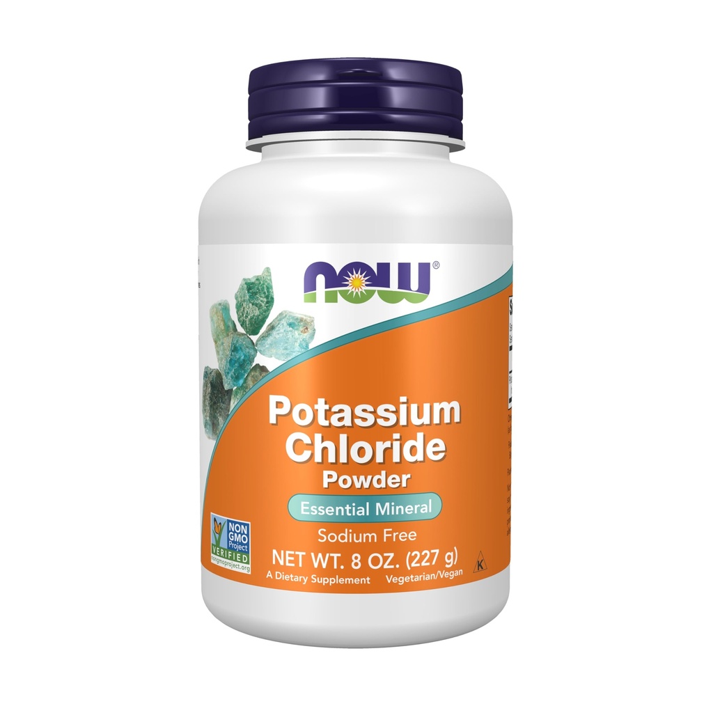 NOW Integratori alimentari, Polvere di cloruro di potassio, Non OGM certificato, Minerale essenziale*, 8 once