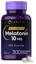 Carlyle Melatonin 10mg | 300 Softgels | Supporto per gli adulti | Non OGM, Integratore senza glutine