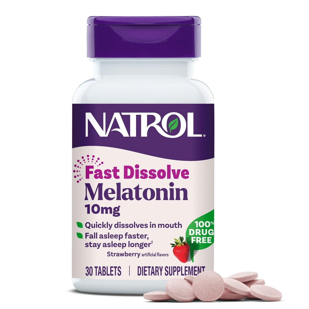 Natrol Fast Dissolve Melatonin 10 mg, Schlafunterstützung für Erwachsene