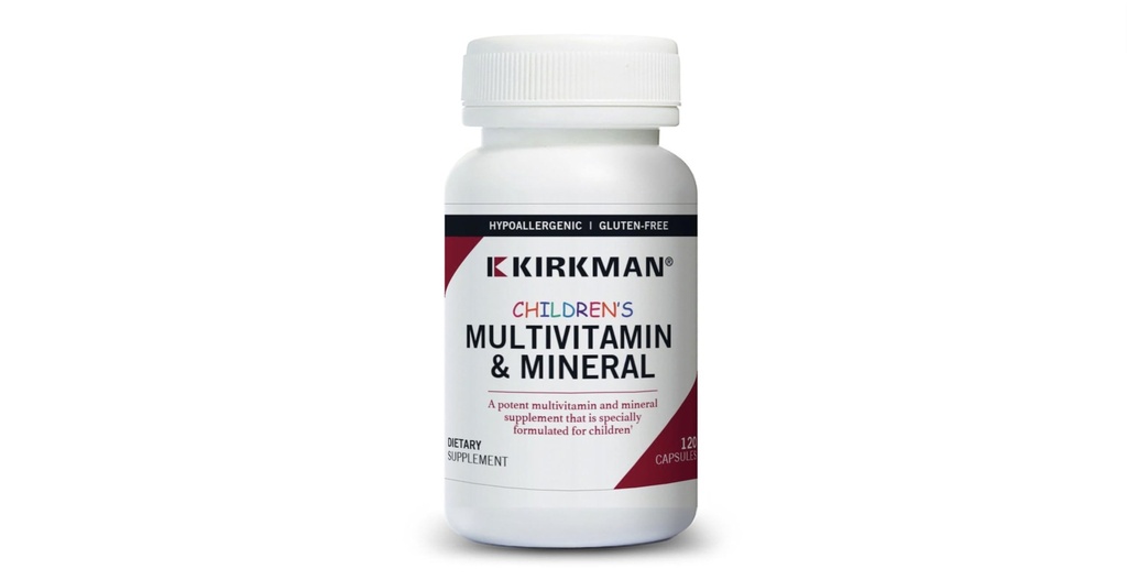 Kirkman - Kinder Multivitamin & Mineral Kapseln - 120 Kapseln - Potent Broad Spectrum Vitamin/Mineral Supplement - mit Coenzym Q-10 - keine künstlichen Farben oder Geschmacksrichtungen