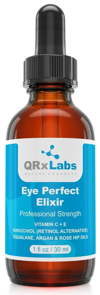 Eye Perfect Elixir - Mit Bakuchiol (Retinol Alternative), Pure Argan und Rosehip Öle, Squalane, Vitamin C & E - Beste Anti-Aging-Behandlung Serum für Taschen, Puffiness, Falten, Crow Feet
