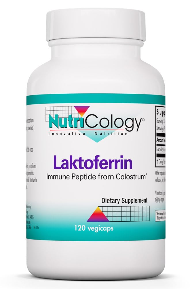 Nutricology Laktoferrin Supplement - Lactoferrin Beilagen 350mg, Bovine Colostrum, Immunpeptide, Eisen Beilagen, Vegicaps - 120 Count