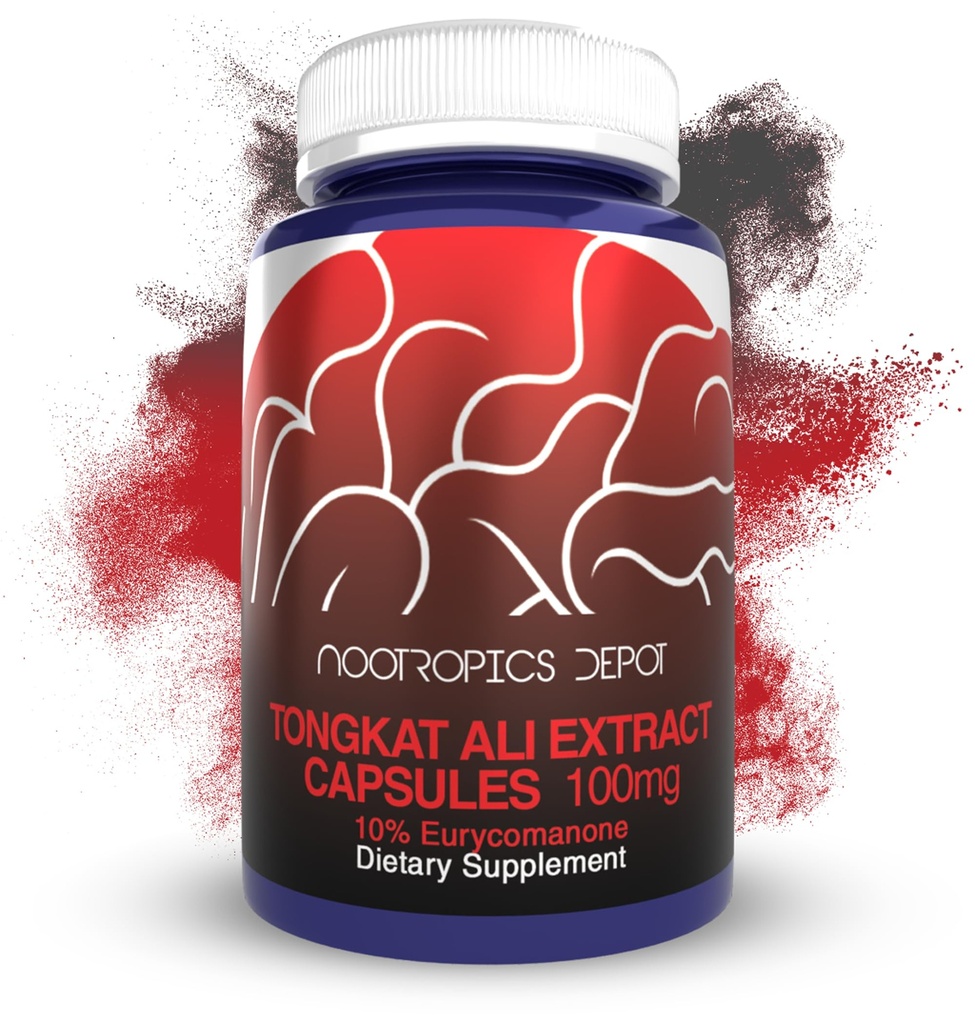 Nootropics Depot Tongkat Ali Extrait Capsules de 100mg de 100mg de 120 Compte de 10% Eurycomanone par HPTLC