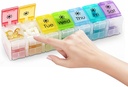 XL Large AM/PM Weekly Pill Organizer Arthritis Friendly, 2 fois par jour Pill Box avec Spring Open Design, boîtier vitaminé 7 jours avec compartiments bouton poussoir