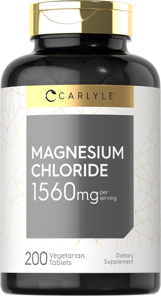 Carlyle - Magnesio cloruro | 1560mg | 200 compresse | Cloruro de Magnesio Supplemento | Vegetariano, Non OGM e Gluten Free Formula