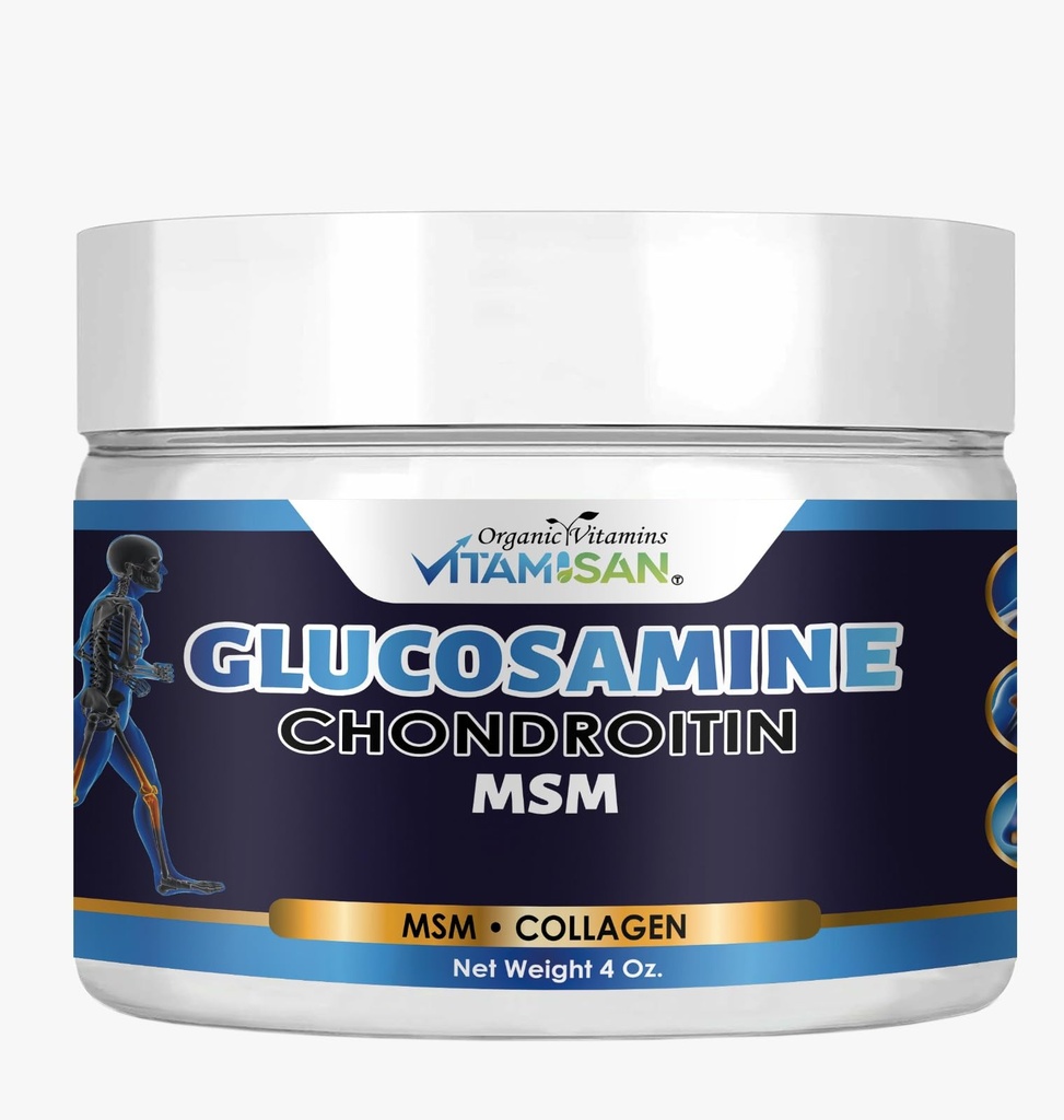 VITAMISAN Premium Organic Glucosamine & Chondroitin Cream with MSM, Arnica, & Collagen