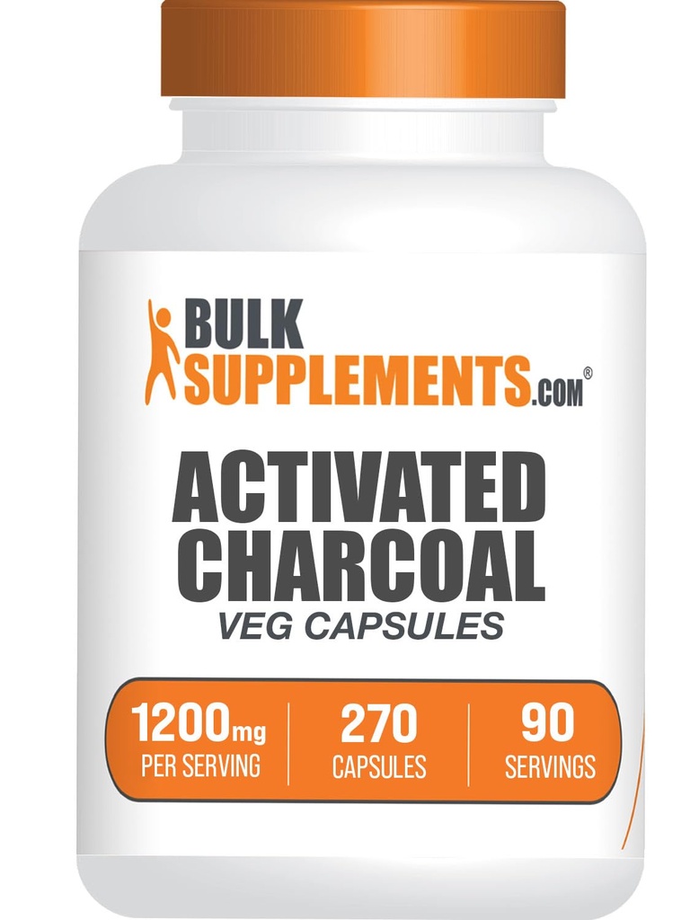 BulkSupplements.com Aktivkohle-Kapseln aktiviert - Kokosnusskohle, Aktivkohle für Nierenunterstützung, aktivierte Charcoal Pillen - Vegan, 3 Kapseln pro Portion (1200mg), 270 Veg Kapseln