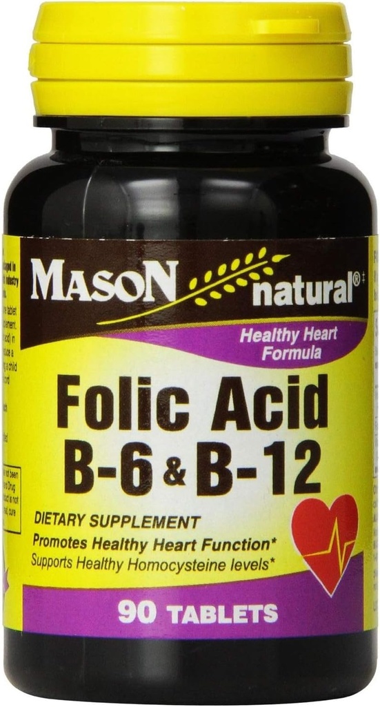 Mason Natural Folic Acid, B-6 & B-12 Tablets 90 ea (Pack von 2)