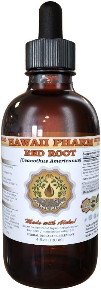 Red Root Liquid Extract, Red Root (Ceanothus Americanus) Tincture, Herbal Supplement, Hawaii Pharm, Made in USA, 2 fl.oz