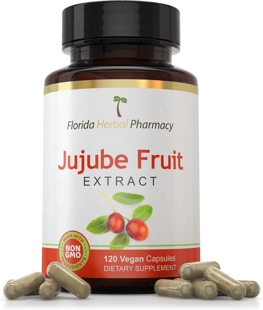 Florida Herbal Pharmacie, Jujube Fruit Extract Supplément Capsules 10:1 (120 Capsules) 500 mg par Capsule, 1000 mg