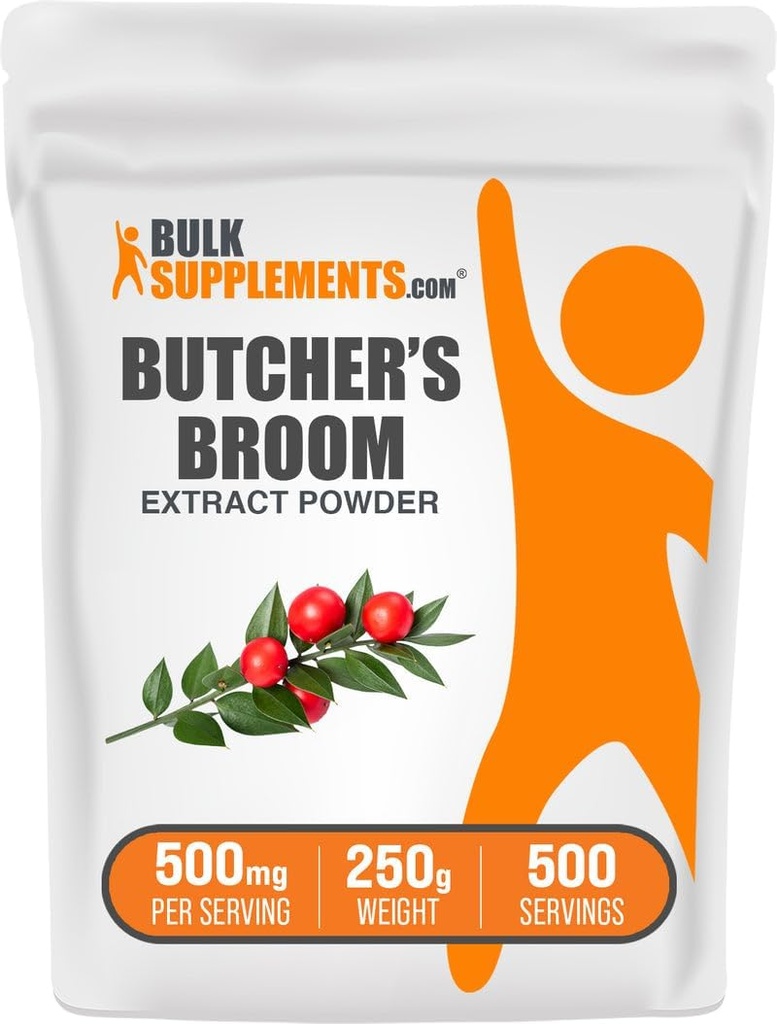 BulkSupplements.com Butcher's Broom Extract Powder - Metzger Broom, Kräuterergänzung - Vegan & Gluten Free, 500mg pro Servierung, 250g (8.8 oz) (Pack von 1)