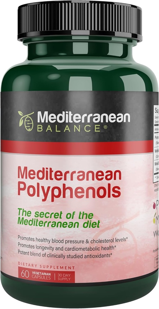 Polyphenole, potente Mischung aus fruchtbasierten Antioxidantien für allgemeine gute Gesundheit und Cardio-Funktion, Kosher, 60 Kapseln