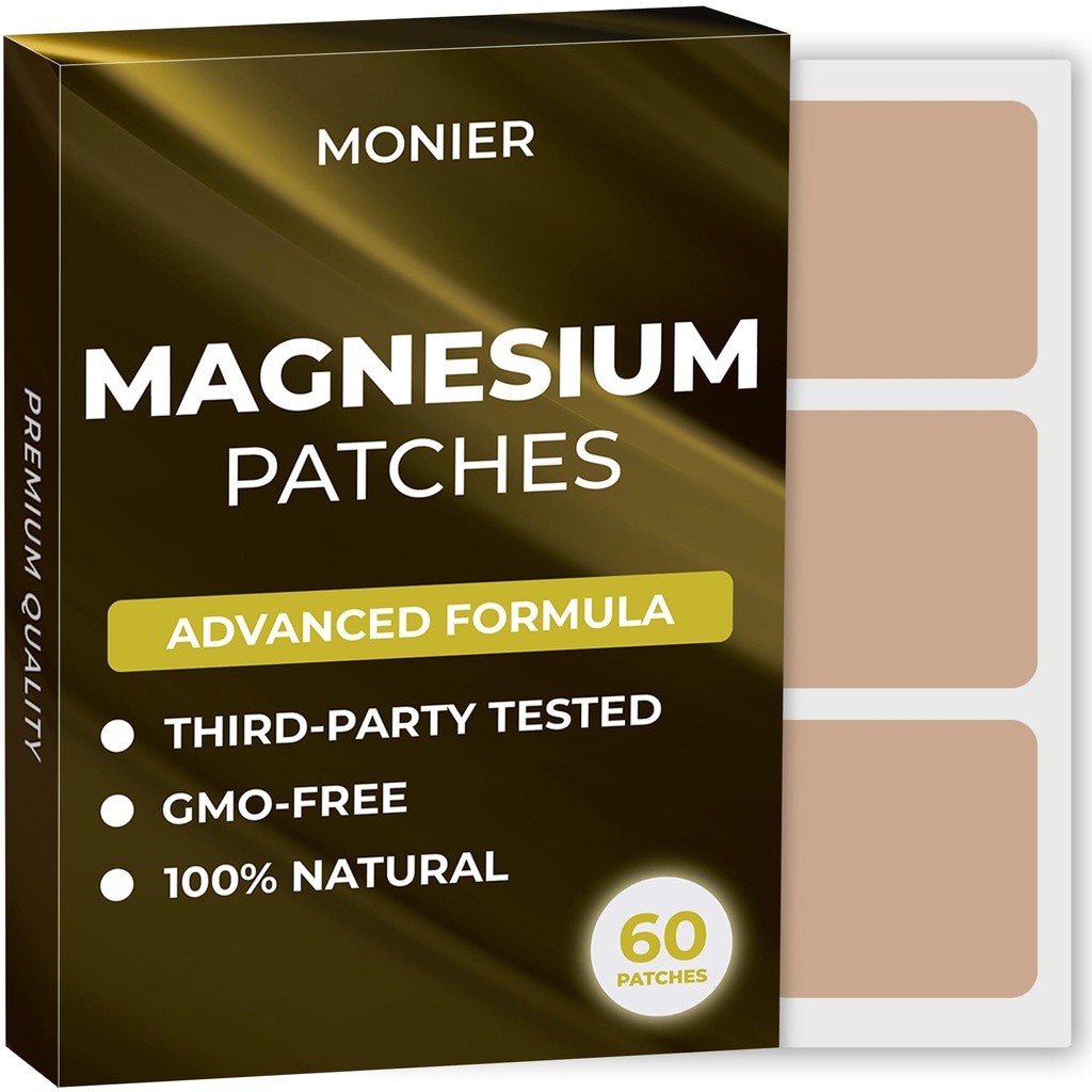 Patches de magnésium (paquet de 60) - 100% naturel pour les femmes et les hommes - avec Calcium - Muscle et os support, Calme - Formule améliorée