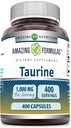 Incredibile formula Taurine 1000mg Capsule Aminoacido Supplemento | Non OGM | Gluten Free | Made in USA (400 Count)
