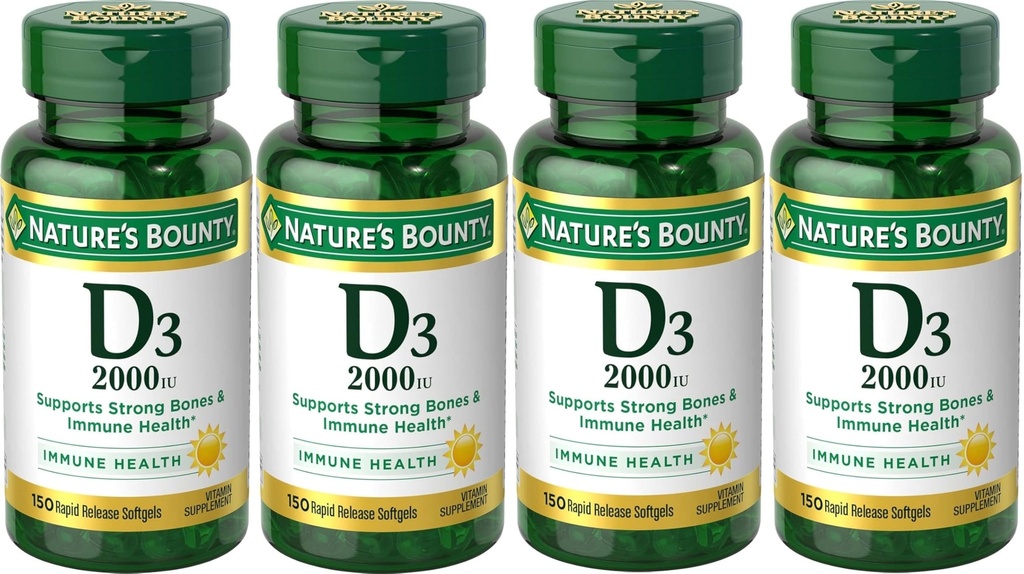Nature's Bounty Vitamin D3 2000 IU Softgels 150 ea (Pack mit 4)
