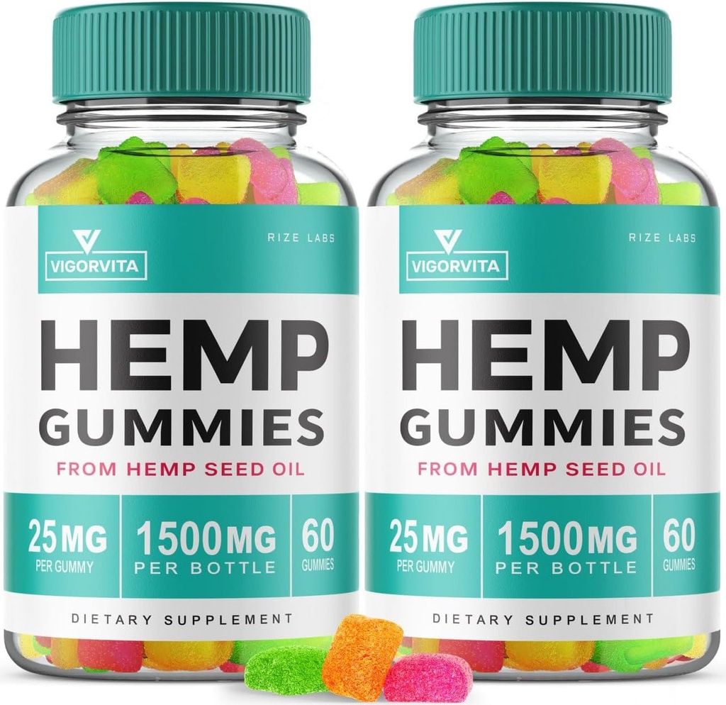 rize labs (Pack mit 2 VigorVita Gummis, Maximale Stärke Formel, Extra Advanced Gummy, Premium Blend Gummies Bewertungen für gutes Wohlbefinden, Gomitas (120 Gummis)