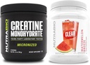 NutraBio Creatine Monohydrate, Unflavored, (150 g) und Clear Whey Protein Isolate, (Watermelon Breeze) Supplement Bundle – Muskelenergie, maximales Wachstum, Erholung und Stärke