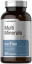 Horbäach Multi Minerals Supplement | 250 Kapseln | Iron Free | Daily Mineral Complex for Men and Women | Non-GMO & Gluten Free
