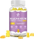 iMATCHME Magnesio Glycinate Gummies con Magnesio Malato, Taurate, Citrato, Potassium Complex Supplement con CoQ10, Calcio, Supporti per Memoria, Bone, Calma, Sonno, 60 Ananas Gummies