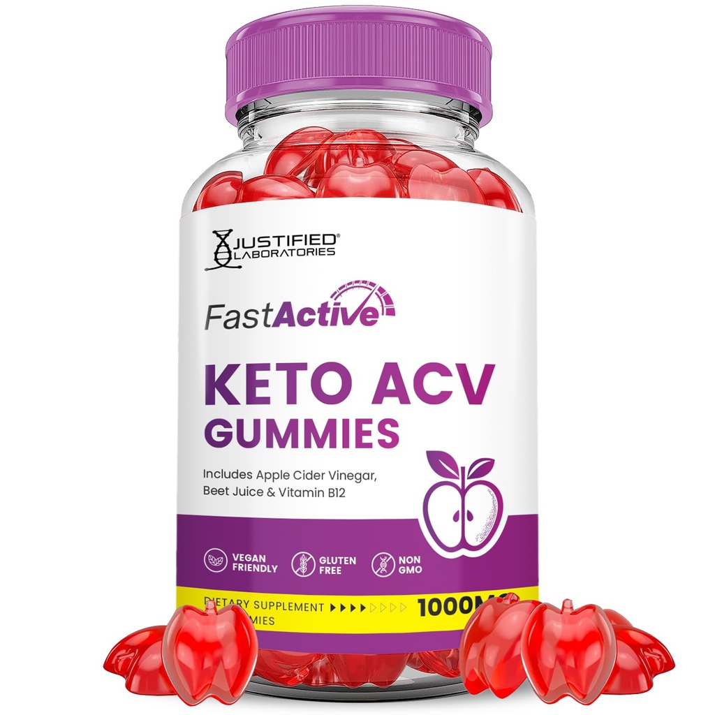 Fast Active Keto ACV Gummis Advanced Formula 1000MG Fastactive Keto Gummis Apfelessig Formuliert mit Granatapfel Rübensaft Pulver B12 Vegan Non GMO 60 Gummys