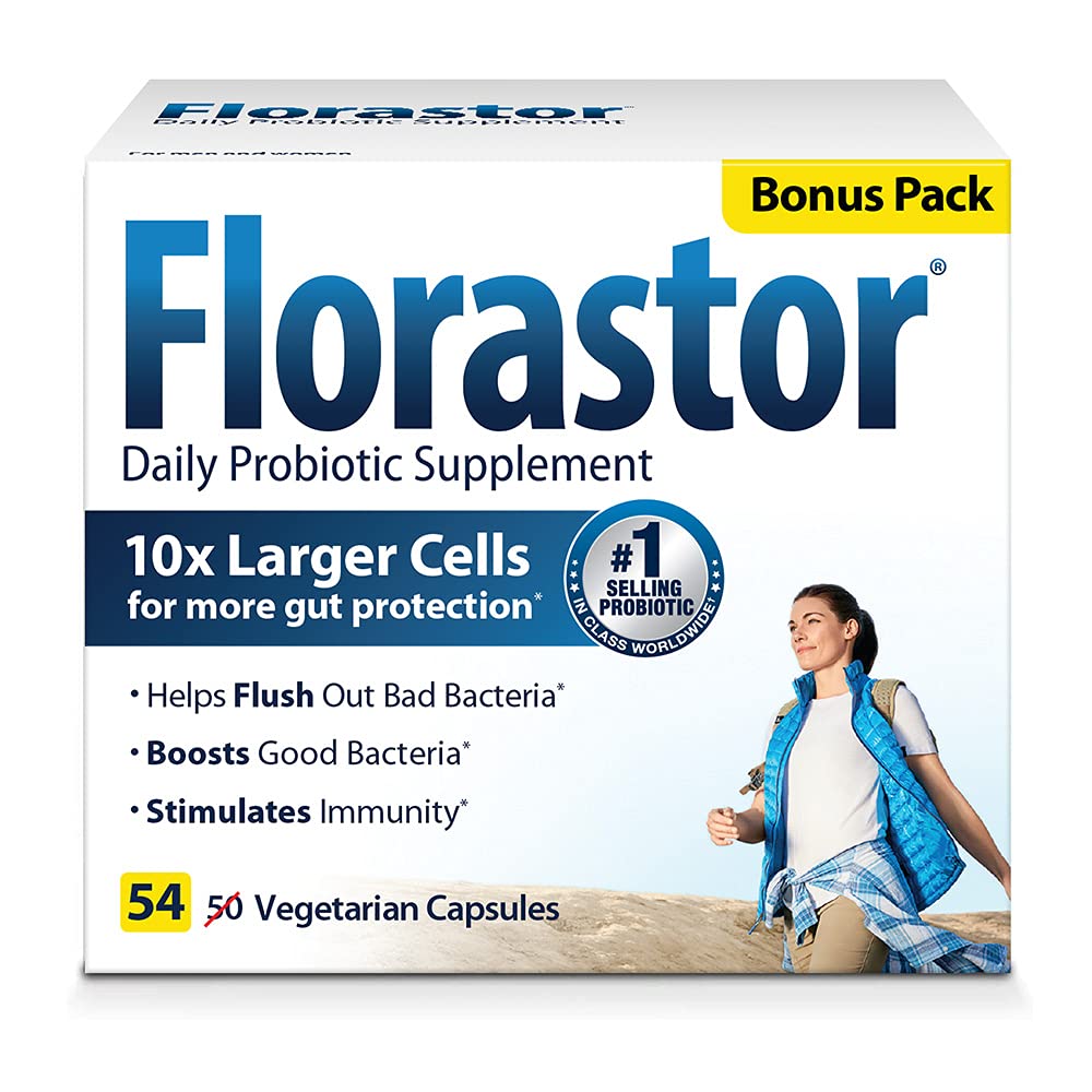 Florastor Daily Probiotic Supplemento per le donne e gli uomini, Proven to Support Digestive Health, Saccharomyces Boulardii CNCM I-745 (54 capsule), Confezione da 3