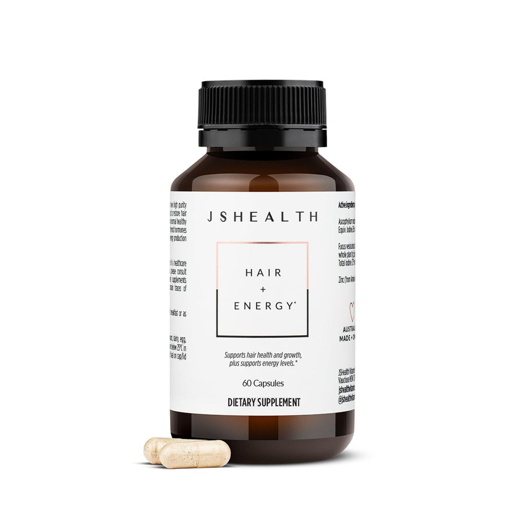 JSHealth Hair Formula - Vitamine für Haarwachstum und Energie mit Zink und Jod - Haarausfall Ergänzung für Männer und Frauen (60 Kapseln)