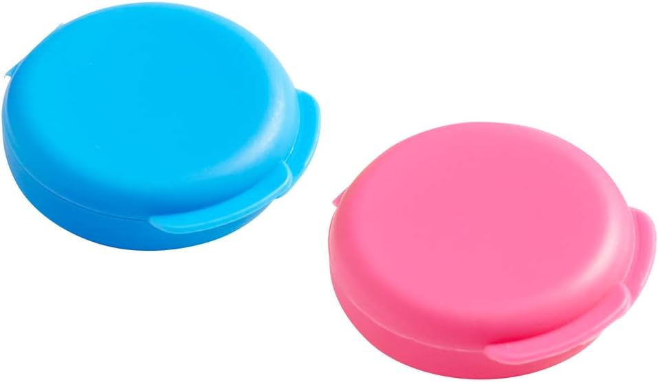 EZY DOSE quotidienne ronde, compacte, petite, discrete, portable sur le trajet pharmacie de poche, boîte à pilules, organisateur et contenants de vitamines, snap shut lids, voyage amical, bleu et rose, 2 pack, sans BPA