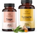 HERBAMA Sage and Turmeric Kit - Bundle von 1000 mg Sage Blatt & Kurkumin Kapseln - Vegan, Non-GMO, Gelatin-Free - 2 Pack