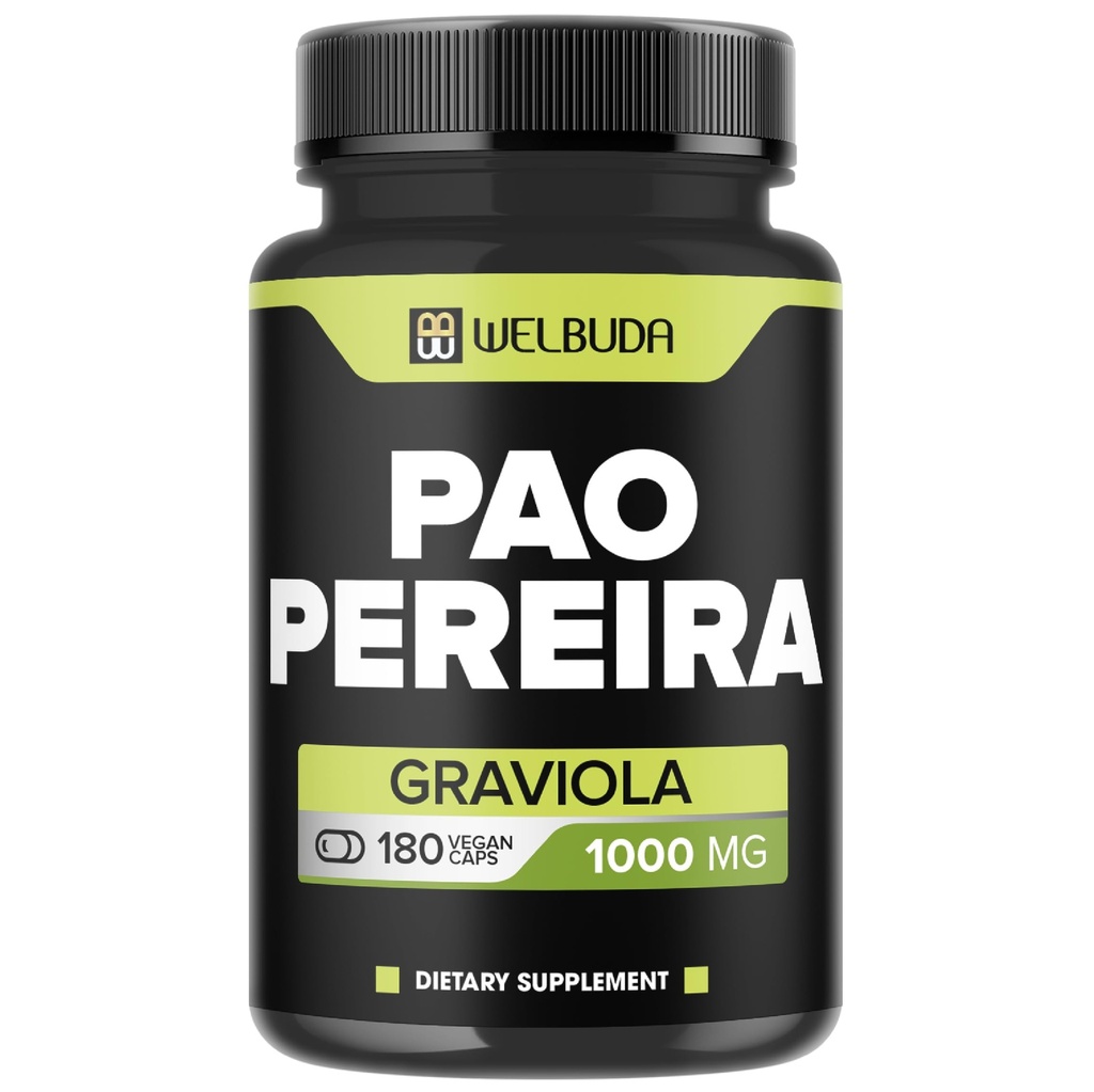 180 Kapseln - 600mg Pao Pereira Kräuterextrakt 10:1 mit 400mg Graviola Soursop - Kombinierte Formel für Immunsystem, Komfortabler Geist, Körpermanagement & Kraftunterstützung