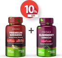 ORZAX Ginseng, 30% Ginsenosides, Premium 120 Gemüsekapseln und Elderberry Kapseln, 2000mg 60 Gemüsekapseln, Bundle