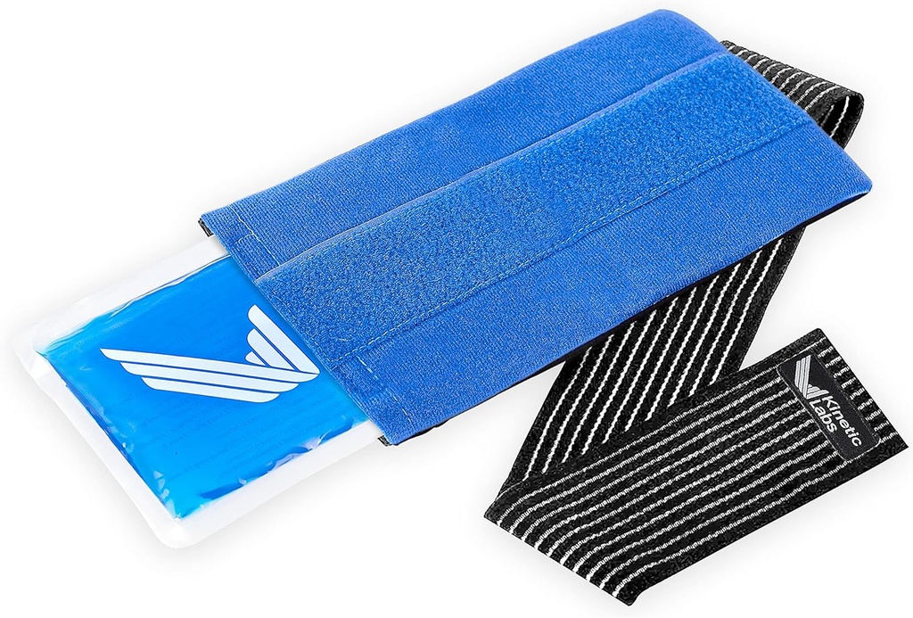 Reusable Ice Pack for Injuries with Wrap by Kinetic Labs - Hot and Cold Pack for Injuries with Strap - Ice Wrap for Hip Back Shoulder Neck Head Knee Surgery (Large)