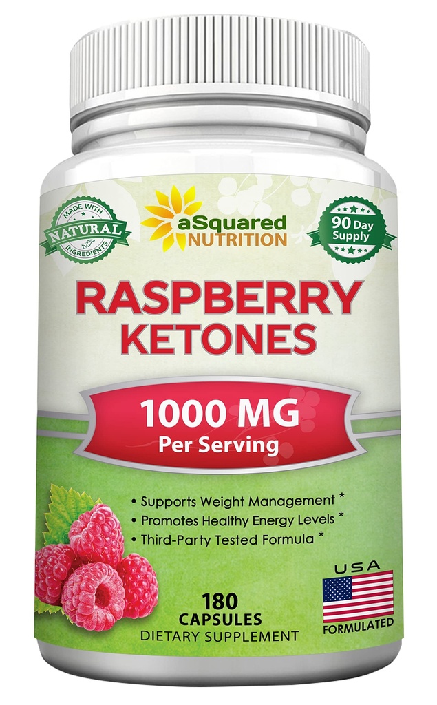 aSquared Nutrition Natürliche Himbeere Ketone 1000mg-180 Kapseln-Gewichtsverlust-Ergänzung, Max Strength Plus Appetit Suppressant Ernährung Pillen, Premium-Lean-Gesundheits-Pulver zu erhöhen reine Energie & Stoffwechsel
