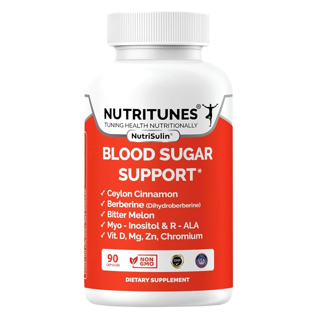 Blutzucker-Komplex mit Berberine, Ceylon Cinnamon, Panax Ginseng & Chromium – Unterstützt gesunde Zucker Stoffwechsel – 90 NutriSulin Ergänzung Kapseln