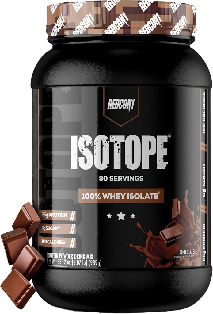 REDCON1 Isotop 100% Whey Isolate, Schokolade - Keto Friendly Whey Protein Powder - Low Carb + Zero Added Sugar Whey Protein Isolate - Keto Protein Powder (30 Servierungen)