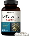 L Integratore di tirosina, 1.500mg Per Serving, 240 capsule | Aminoacidi essenziali – Supporto per la salute del cervello per la memoria, la salute cognitiva e l'alertness mentale – Non-GMO