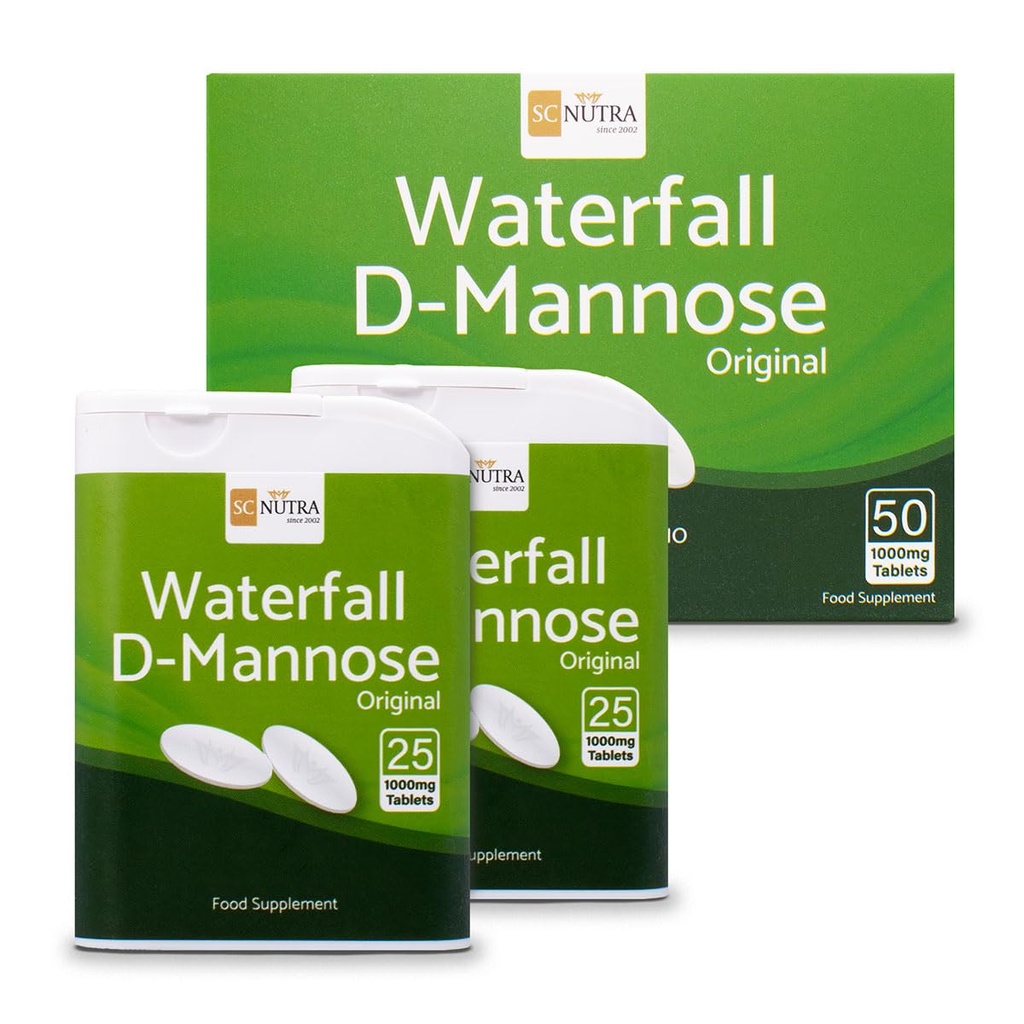 D-Mannose Tabletten 1000mg - Wasserfall D-Mannose aus Birke - 50 Tabletten - SC Nutra (Sweet Cures)