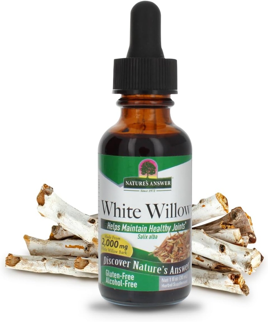 Estratto di corteccia di salice bianco 1 oncia - Alcol Free, Non OGM, Gluten Free, Vegetariano - Supplemento giornaliero per il supporto misto & funzione - Made in the USA, Bark di salice bianco biologico