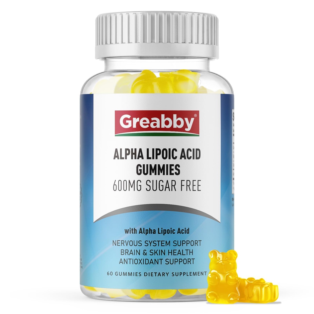 Alpha Lipoic Acid 600mg Gummie, Sugar Free Chewable R Lipoic Acid Supplement für Antioxidant & Nervous System Support, Brian & Skin Health, Ananas Flavor, 60 Zähler