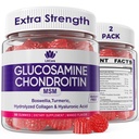Glucosamine Chondritine Gommies, Supplément sans sucre Glucosamine Chondritine MSM, Extra Force avec Boswellia Turmeric, Collagène hydrolysé et acide hyaluronique, Bone Health pour les hommes et les femmes, 120 Cts
