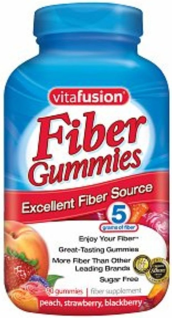 Vitafusion Fiber Gummies Fibra Supplemento Peach, Fragola e Blackberry Flavors 90 Ciascun (Pack of 2)