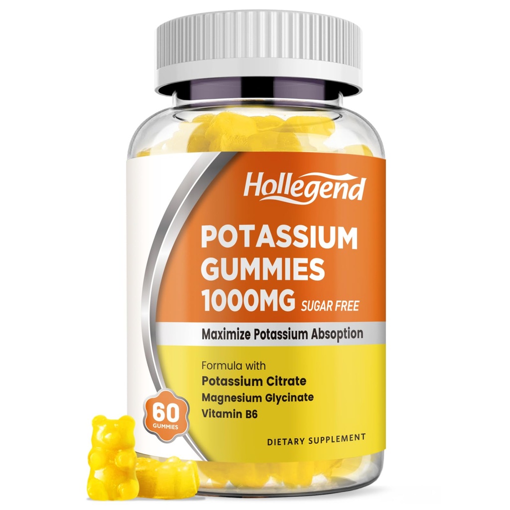 Kalium-Gummi-Gummi 1000mg, Maximieren Kalium-Absoption Mischung mit Vitamin B6 Magnesium, Kalium-Zitrat-Ergänzung für Erwachsene, Zuckerfrei, 60 Zähler