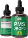 PMS Relief 9-in-1 Flüssige Tropfen Ergänzung. 9 Kräuter Zutaten, um Periodenkramps Schmerzen für Frauen zu unterstützen. Vegan, Zero Sugar Vitamins mit Bio Chaste Tree Beeren, Cramp Bark, Yam Root, Nettle Leaf